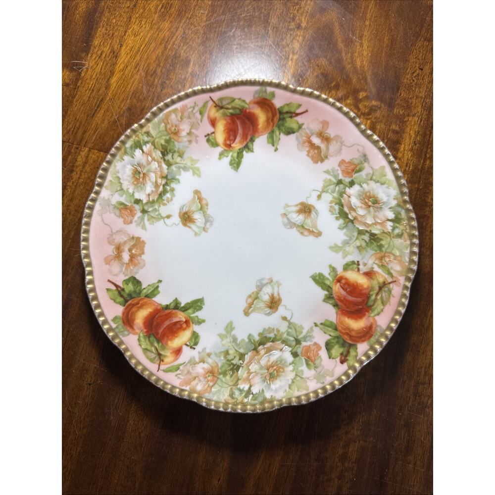 Antique Royal Rudolstadt Prussia Victorian Floral With Peaches 8 5/8" Plate